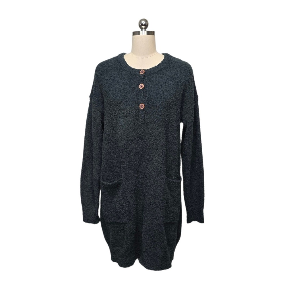 Natural Life Womens Medium Charcoal Grey‎ Fuzzy Popcorn Knit Longline Cardigan